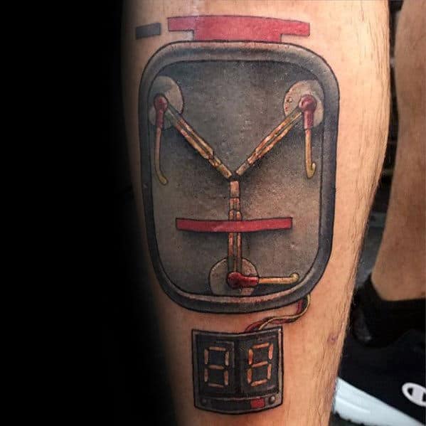 Leg Calf 88 Back To The Future Tattoo Ideas For Mens
