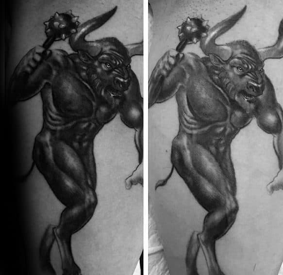 Leg Calf Cool Male Minotaur Tattoo Designs