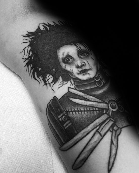 Leg Calf Creative Edward Scissorhands Tattoos For Men