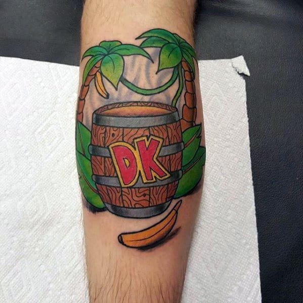 Leg Calf Donkey Kong Tattoo Designs For Guys