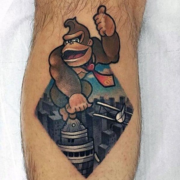 Leg Calf Donkey Kong Themed Godzilla Guys Tattoo Ideas