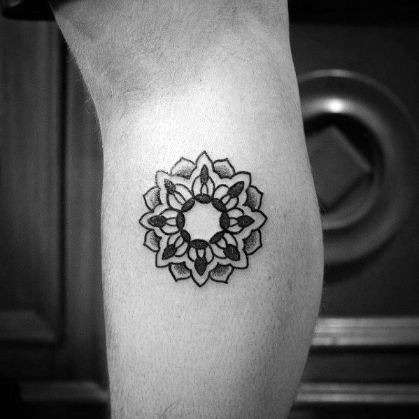 Leg Calf Flower Mens Quarter Sized Tattoo Design Ideas