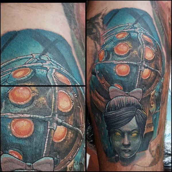 Leg Calf Guys Bioshock Video Game Tattoo
