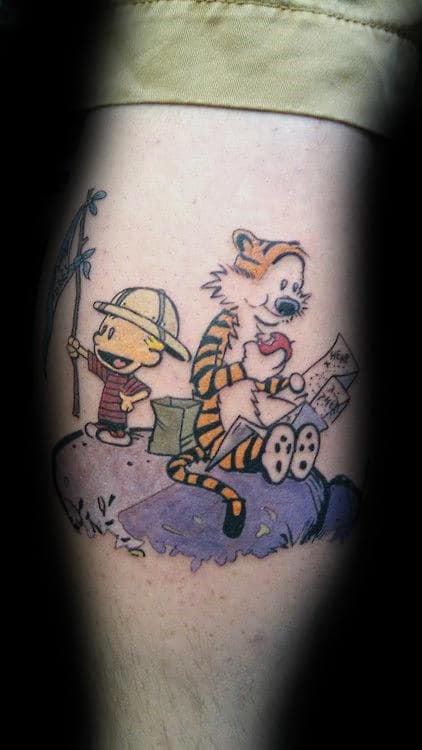 Leg Calf Guys Calvin And Hobbes Tattoo