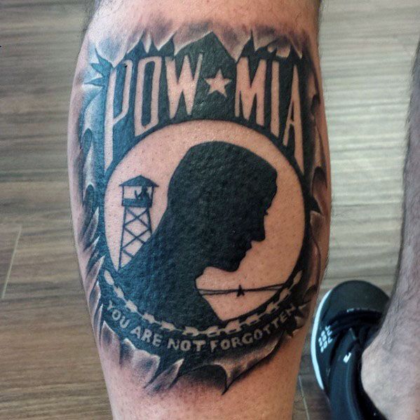 Leg Calf Guys Pow Mia Tattoos