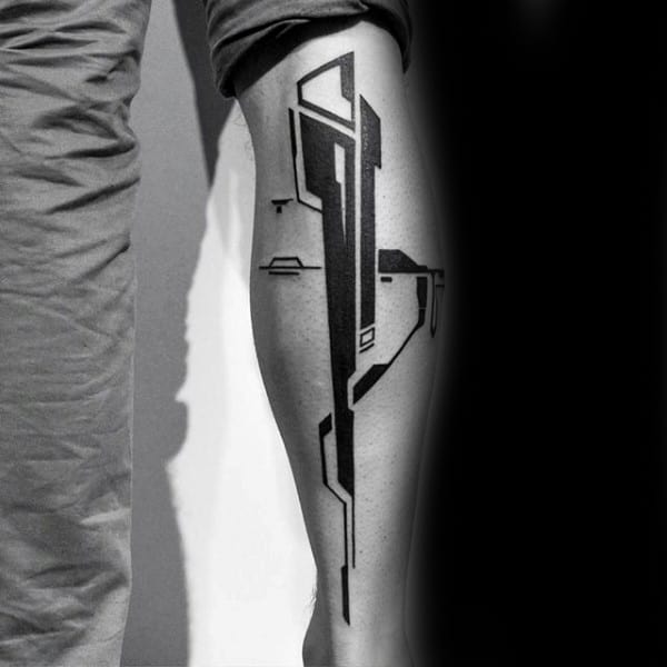 Leg Calf Guys Unique Abstract Tattoo Designs