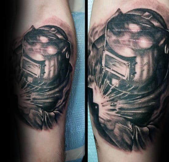 Leg Calf Guys Welding Tattoo Ideas
