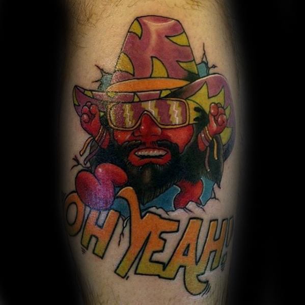 Leg Calf Guys Wrestling Tattoo Deisgns