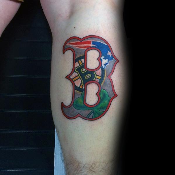 Leg Calf Logo Gentleman With Boston Red Sox Tattoo