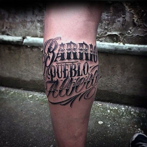 Leg Calf Male Cool Typography Tattoo Ideas