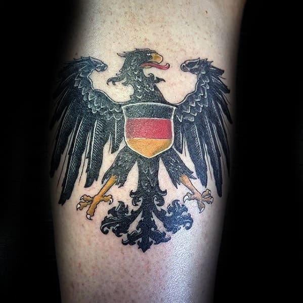 Leg Calf Male German Eagle Tattoos