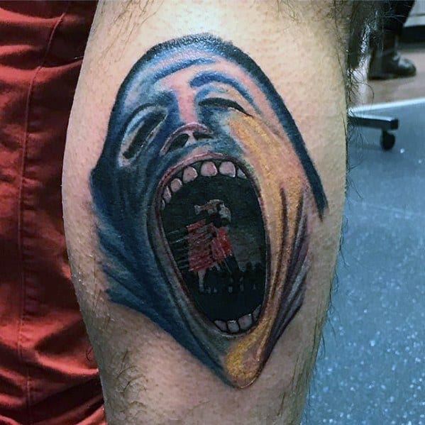 Leg Calf Male Pink Floyd Tattoo Design Ideas