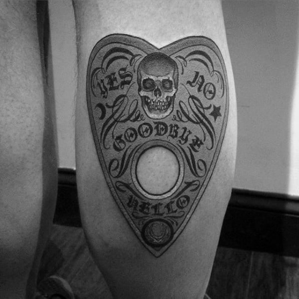 Leg Calf Male Planchette Tattoo Ideas