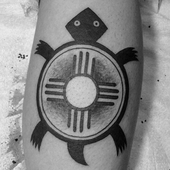 Leg Calf Male Turtle Zia Tattoo Design Inspiration
