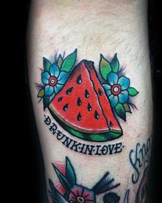 Leg Calf Manly Watermelon Tattoo Design Ideas For Men