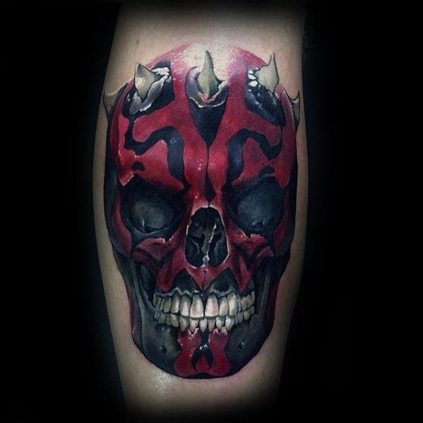 Leg Calf Mens Darth Maul Tattoo Design Ideas