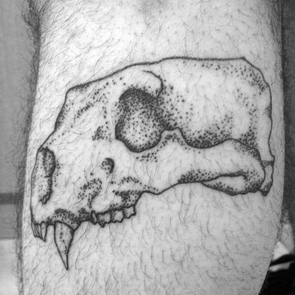 Leg Calf Mens Small Bear Skull Tattoo Designs