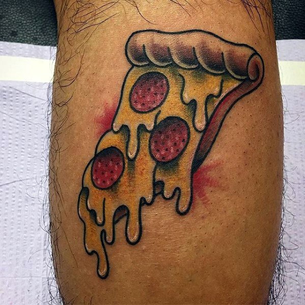 Leg Calf Pizza Tattoos Men
