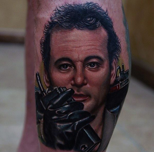 Leg Calf Portrait Ghostbusters Tattoo Ideas For Gentlemen