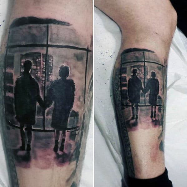 Leg Calf Quarter Sleeve Mens Fight Club Window Tattoo