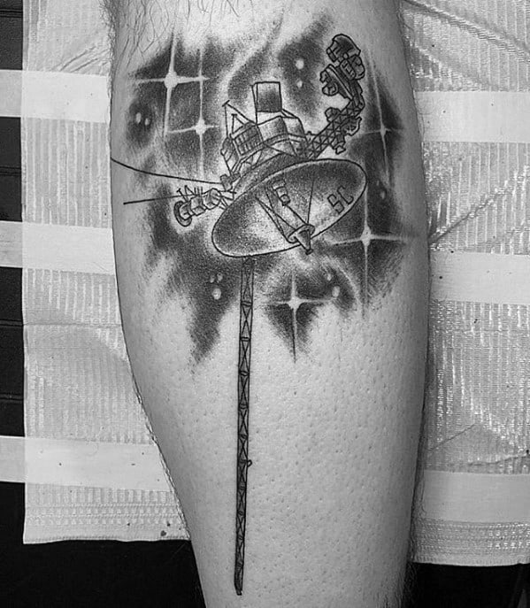 Leg Calf Satellite Tattoo Designs For Guys