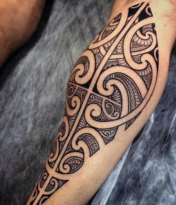 Leg Calf Sharp Badass Tribal Male Tattoo Ideas
