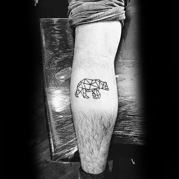 Leg Calf Small Guys Geometric Bear Tattoo Designs