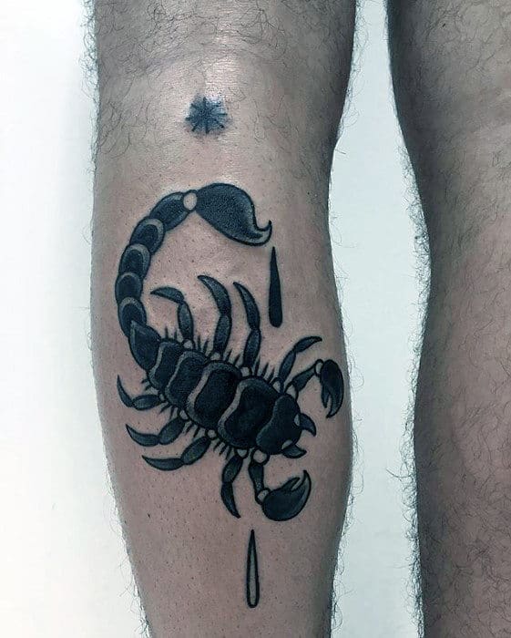 Leg Calf Traditional Scorpion Tattoo Designs For Guys