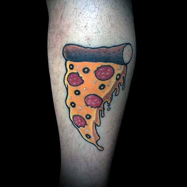 Leg Cool Pizza Slice Tattoo Design Ideas For Male