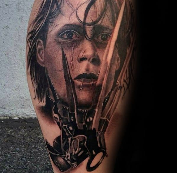 Leg Edward Scissorhands Tattoos For Gentlemen