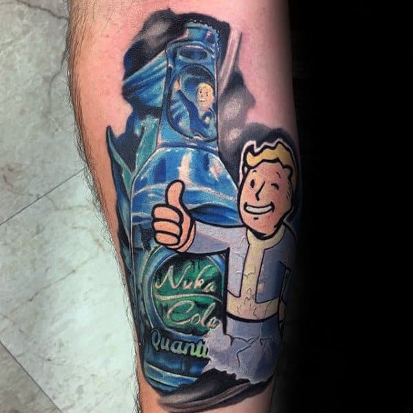Leg Fallout Tattoo Gaming Designs For Guys