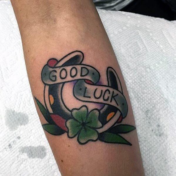 Leg Horseshoe Good Luck Mens Tattoo Ideas