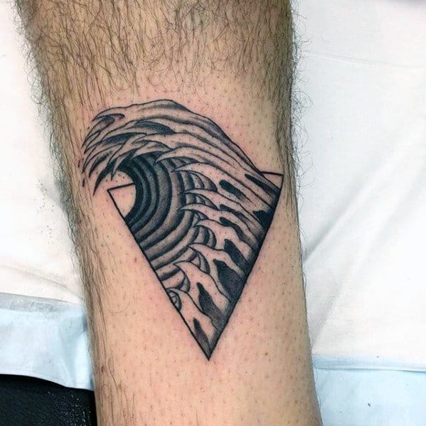 Leg Male Ocean Triangle Tattoo Inspiration