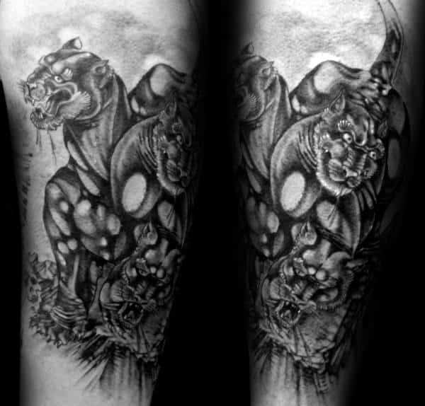 Leg Male Shaded Tattoo Of Cerberus