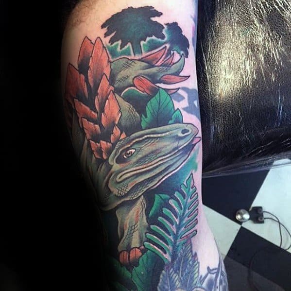 Leg Mens Cool Jurassic Park Tattoo Ideas