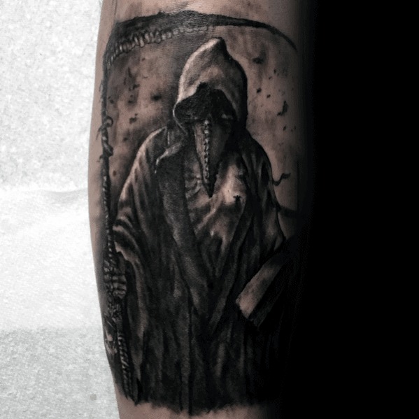 Leg Mens Cool Plague Doctor Tattoo Ideas