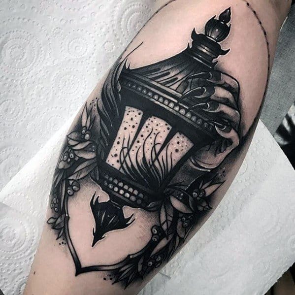 Leg Mens Lantern Tattoo Ideas