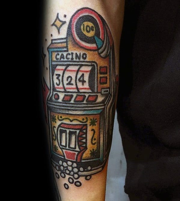 Leg Mens Slot Machine Tattoo Ideas