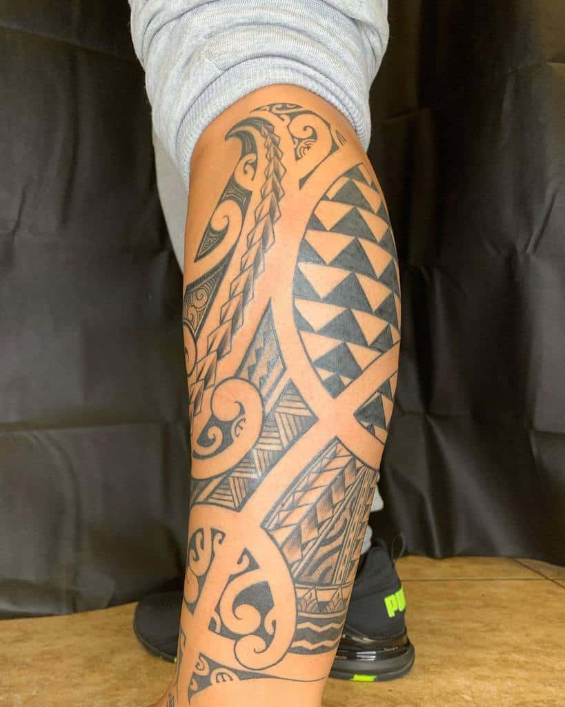 leg polynesian tribal tattoo tattoosbykeola