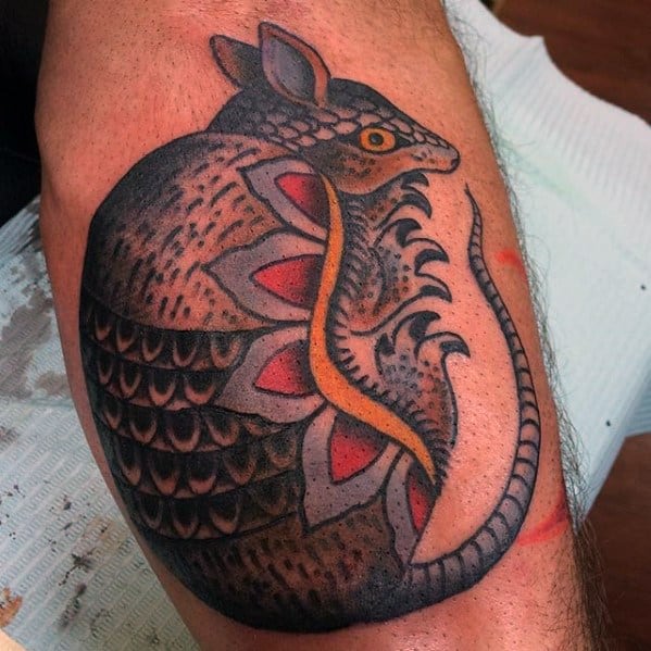 Leg Retro Traditional Small Armadillo Tattoos For Males