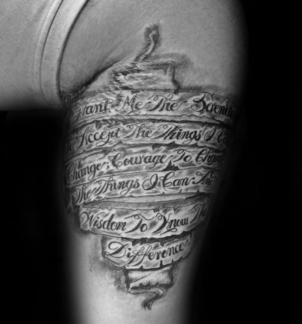 Leg Serenity Prayer Tattoos For Males