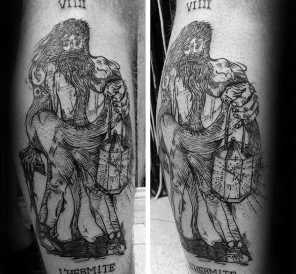 Leg Side Tarot Tattoo Ideas For Gentlemen