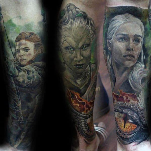 Leg Sleeve 3d Game Of Thrones Tattoo Design Ideas For Males