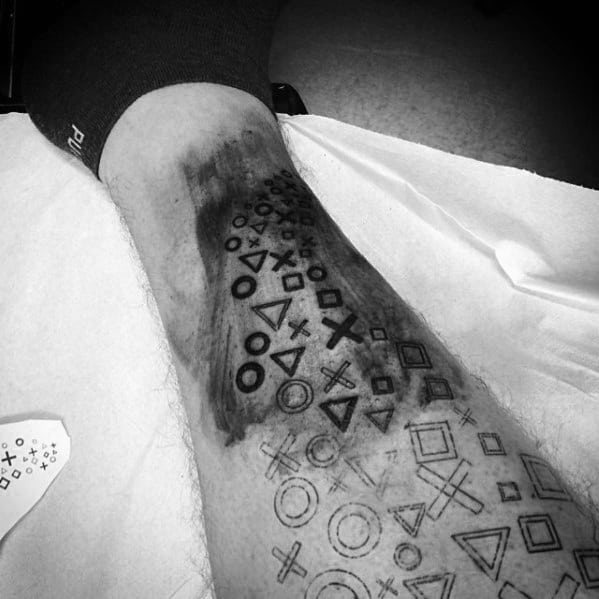 Leg Sleeve Buttons Pattern Playstation Tattoo Ideas On Guys