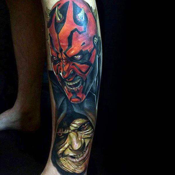Leg Sleeve Darth Maul Tattoos Guys