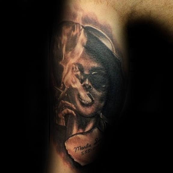 Leg Sleeve Guys Fight Club Tattoo Inspiration