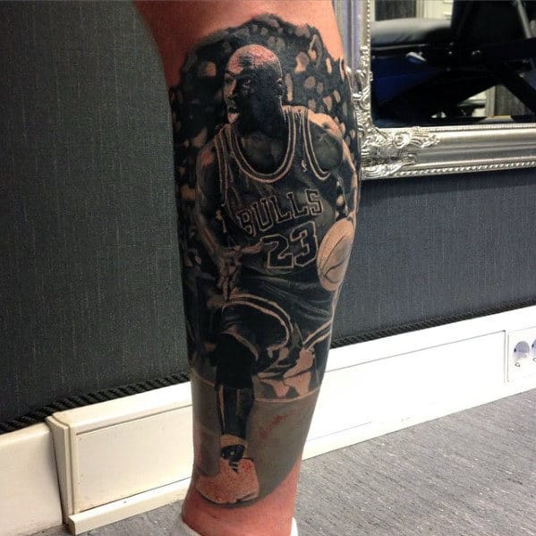 Leg Sleeve Guys Jordan Bulls 23 Tattoo Designs