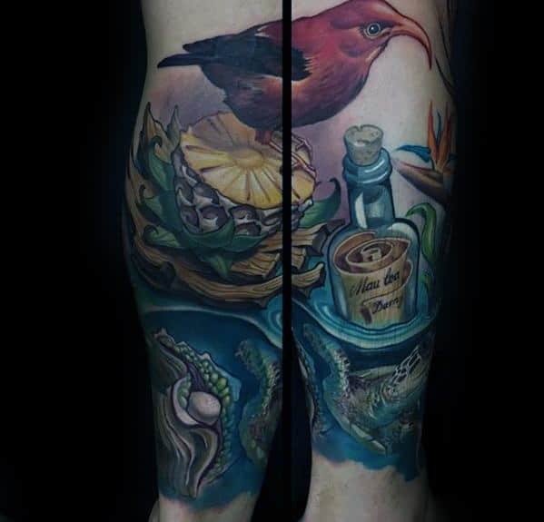 Leg Sleeve Guys Pineapple Tattoo Design Ideas