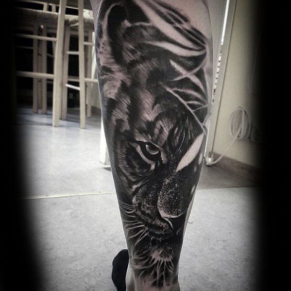Leg Sleeve Guys Tiger Eyes Tattoo Design Ideas On Legs