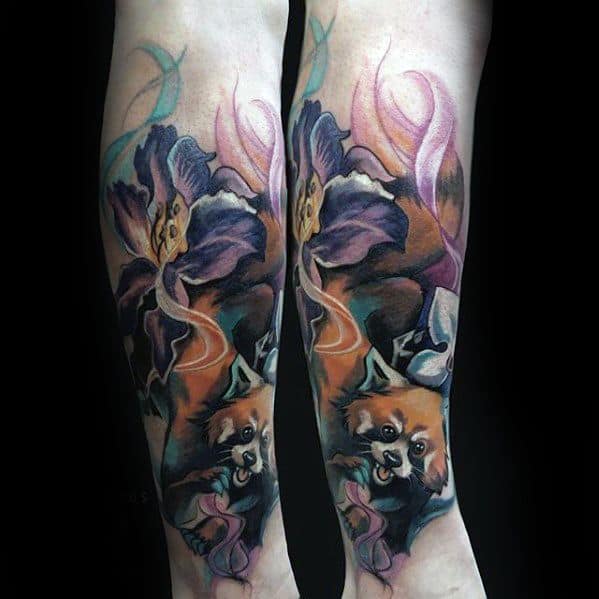 Leg Sleeve Incredible Red Panda Tattoos For Men